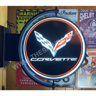 Corvette C7 24” Rotating Led Lighted Sign Design #W7189 Pivoting With Switch