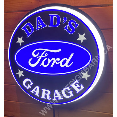 Dad’s Ford Garage 18’’ Backlit Led Button Sign Design #W7139 18” Led Buttons