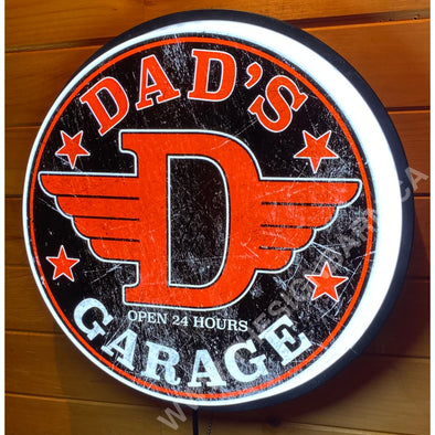 Dad’s Garage 18’’ Backlit Led Button Sign Design #W5015 18” Led Buttons