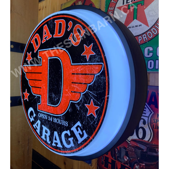 Dads Garage 20’’ Two Sided Led Fixed Flange Sign Design #F5015 Led Sign