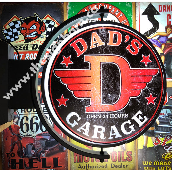 Dads Garage 24’’ Rotating Led Lighted Sign Design #S5015 Pivoting With Switch