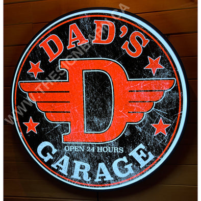 Dads Garage 30’’ Backlit Led Button Sign Design #Bb5015 Led