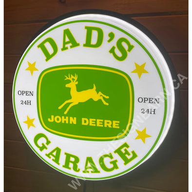 Dad’s John Deere Garage 18’’ Backlit Led Button Sign Design #W7138 18” Led Buttons