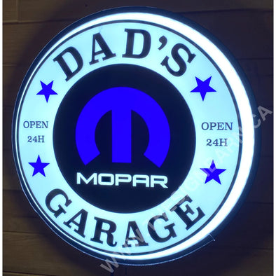 Dad’s Mopar Garage 18’’ Backlit Led Button Sign Design #W7141 18” Led Buttons