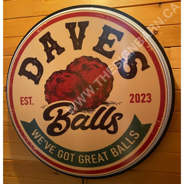 Dave’s Balls Custom Designed 30’’ Backlit Button Sign Led