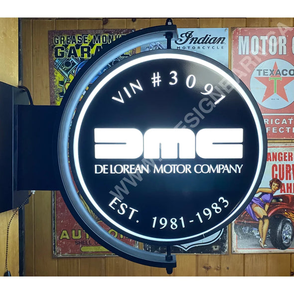 Dmc Delorean Custom Designed 24” Rotating Led Sign With Toggle Switch Controls Pivoting