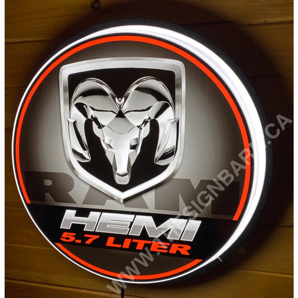 Dodge Ram Hemi 18’’ Backlit Led Button Sign Design #W7183 18” Led Buttons