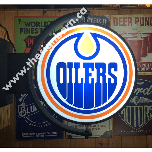 Edmonton Oilers 24’’ Rotating Led Lighted Sign Design #S5104 Pivoting With Switch