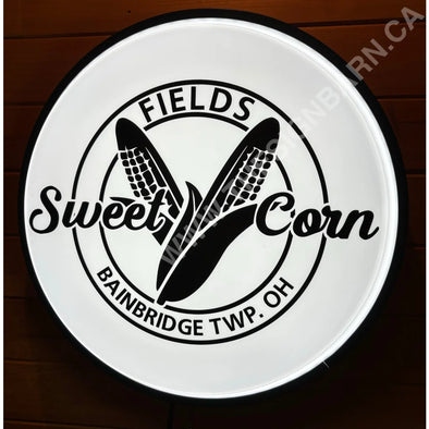 Fields Sweet Corn Custom Designed 18’’ Backlit Led Button Sign 18” Led Buttons