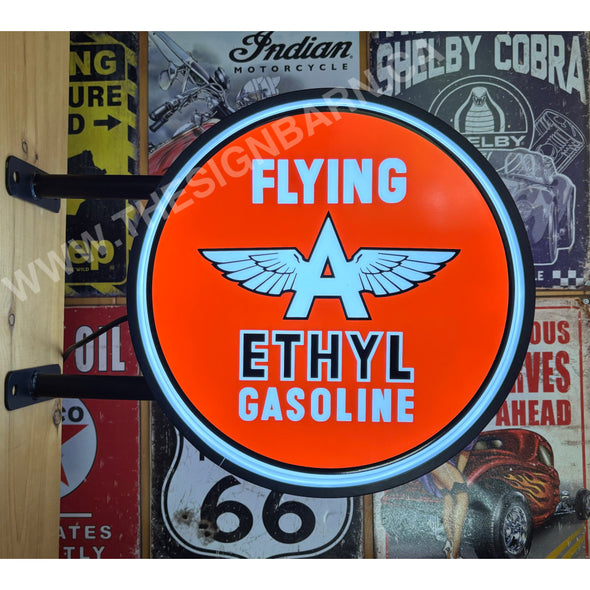 Flying A Gasoline 20” Two Sided Led Fixed Flange Sign Design #F7145