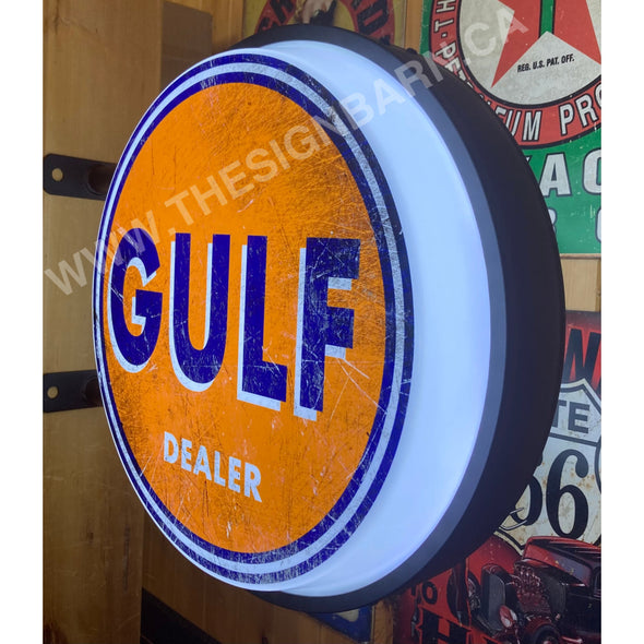 Gulf 20’’ Two Sided Led Fixed Flange Sign Design #F5016 Led Sign