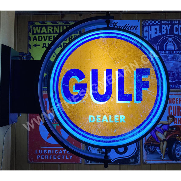 Gulf 24’’ Rotating Led Lighted Sign Design #S5016 Pivoting With Switch