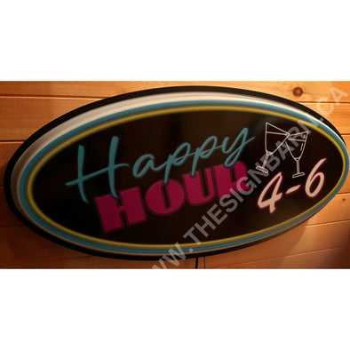 Happy Hour Custom Designed 32’’ Backlit Led Oval Sign Backlit Ovals