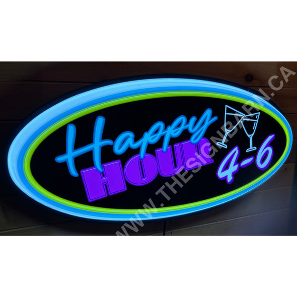 Happy Hour Custom Designed 32’’ Backlit Led Oval Sign Backlit Ovals