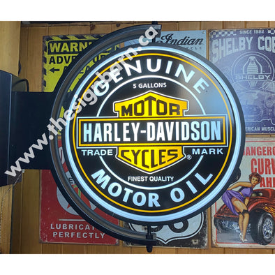 Harley Davidson Motor Oil 24’’ Rotating Led Lighted Sign Design #S7070 Pivoting With Switch