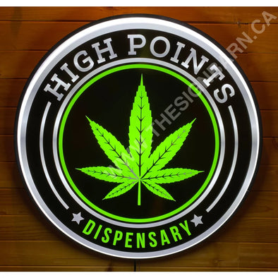 High Points Dispensary Custom Designed 30’’ Backlit Button Sign