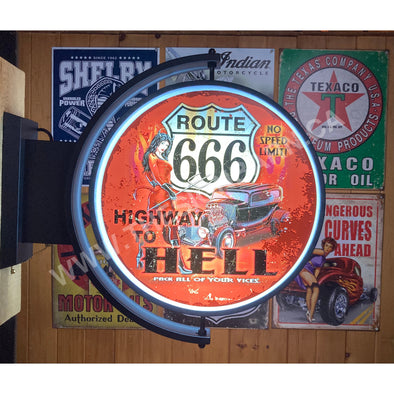 Highway To Hell 24’’ Rotating Led Lighted Sign Design #S7016 Pivoting With Switch