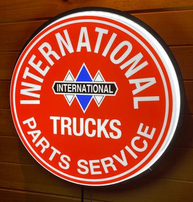 International Trucks 18" Backlit LED Button Sign Design #W7135
