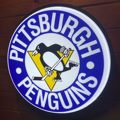 Pittsburg Penguins 18" Backlit LED Button Sign Design #W7142