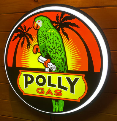 Polly Gas 18" Backlit LED Button Sign Design #W7084