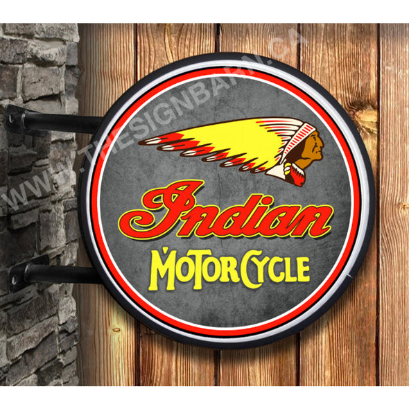 Indian Motorcycle 20’’ Two Sided Led Fixed Flange Sign Design #F7060 Led Sign