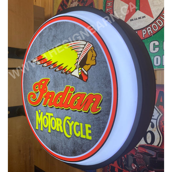 Indian Motorcycle 20’’ Two Sided Led Fixed Flange Sign Design #F7060 Led Sign