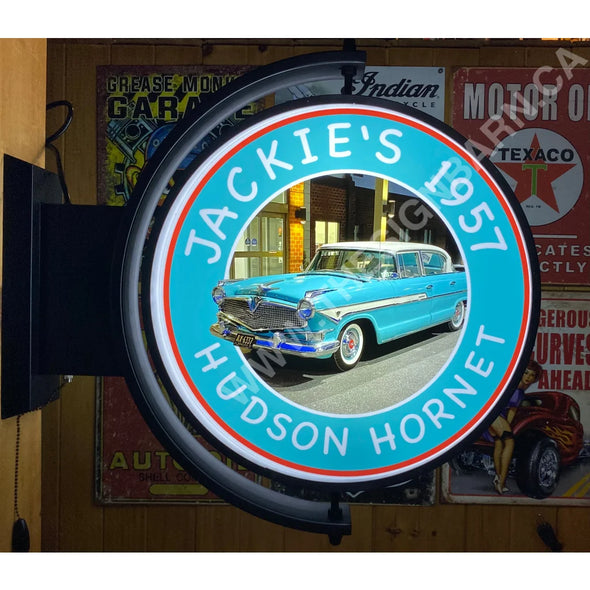 Jackie’s 1957 Hudson Hornet Custom Designed 24” Rotating Led Sign With Toggle Switch Controls