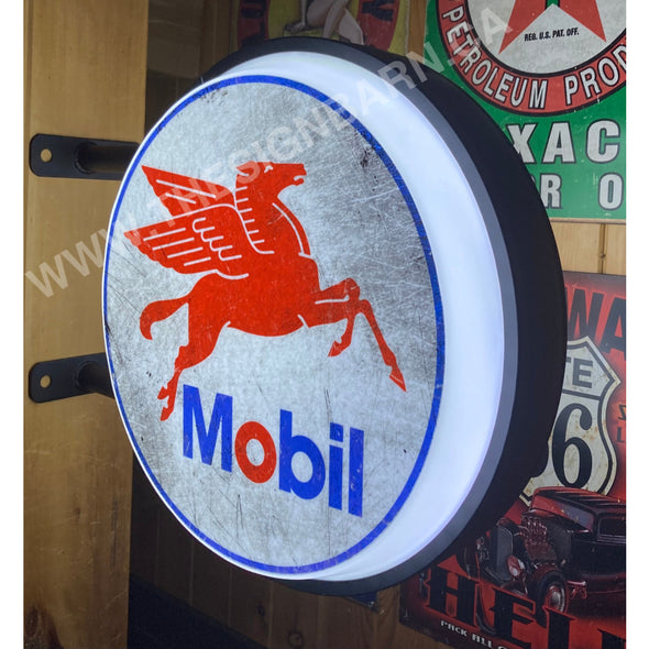 Mobil 20’’ Led Fixed Flange Sign Design #F5142 Led Sign