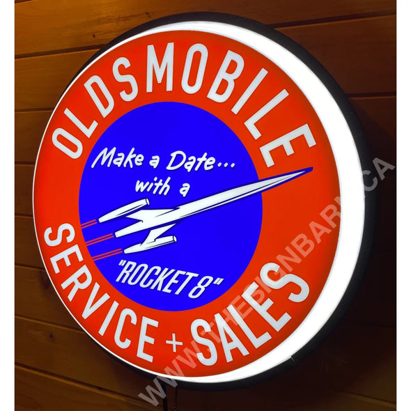 Oldsmobile Rocket 18’’ Backlit Led Button Sign Design #W7122 18” Led Buttons