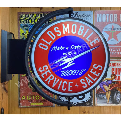 Oldsmobile Rocket 24” Rotating Led Lighted Sign Design #S7122 Pivoting With Switch