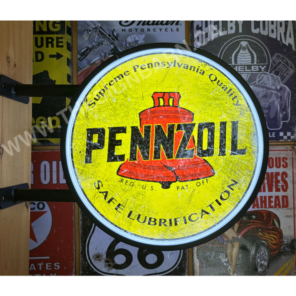 Pennzoil Two Sided Led Fixed Flange Sign Design #F7106 Led