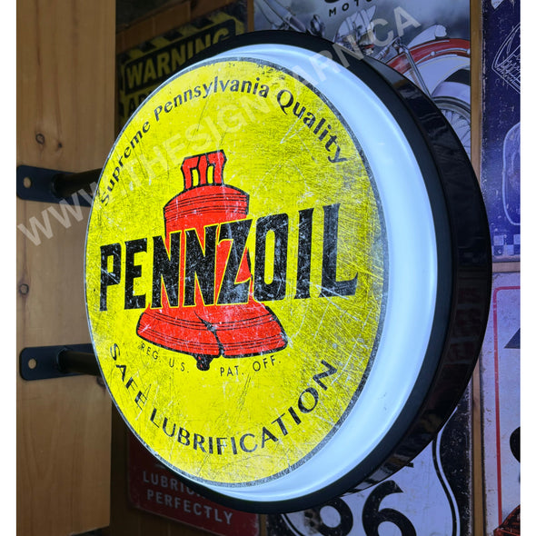 Pennzoil Two Sided Led Fixed Flange Sign Design #F7106 Led