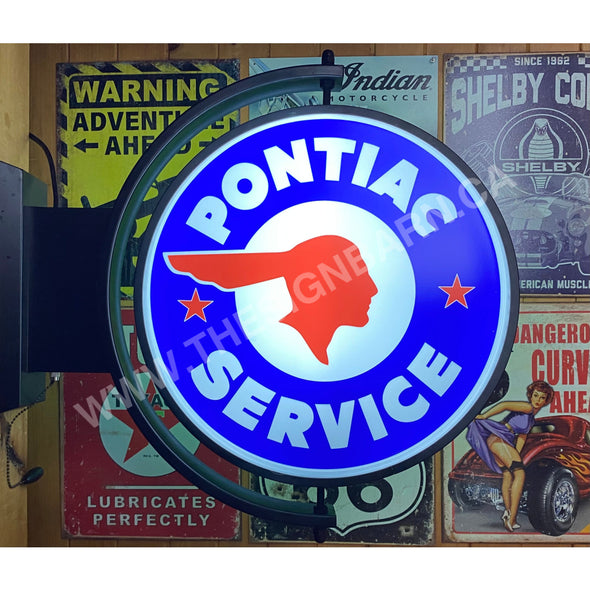 Pontiac Service 24” Rotating Led Lighted Sign Design #S5053 Pivoting With Switch