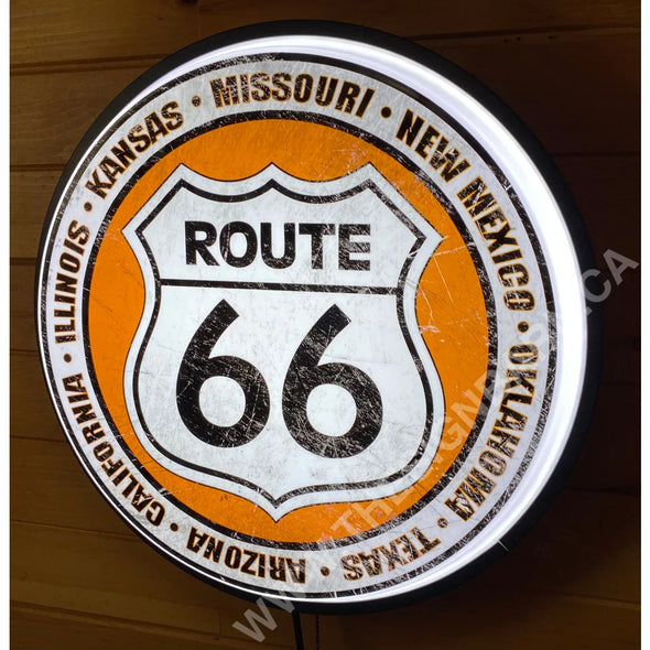 Route 66 18’’ Backlit Led Button Sign Design #W5012 18” Led Buttons