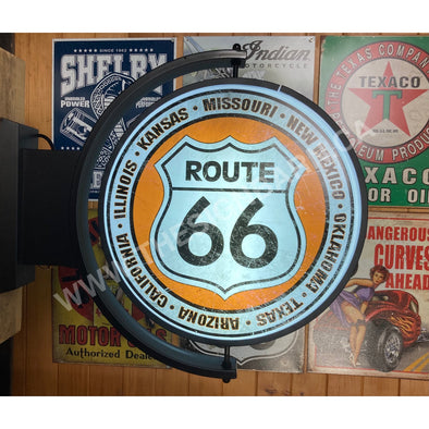 Route 66 24’’ Rotating Led Lighted Sign Design #S5012 Pivoting With Switch