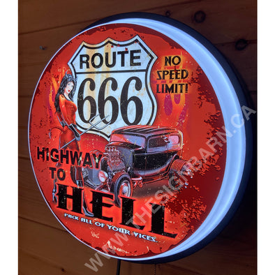 Route 666 18’’ Backlit Led Button Sign Design #W7016 18” Led Buttons