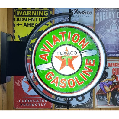 Texaco Aviation Gasoline 24’’ Rotating Led Lighted Sign Design #S7088 Pivoting With Switch