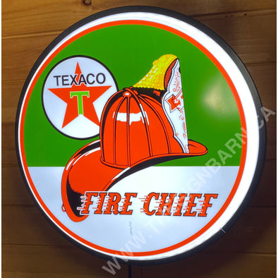 Texaco Fire Chief 18’’ Backlit Led Button Sign Design #W7176 18” Led Buttons