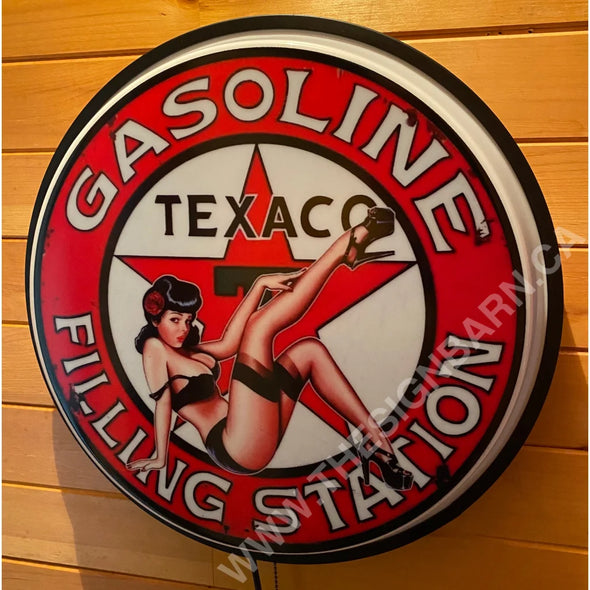 Texaco Pin Up 18’’ Backlit Led Button Sign Design #W6001 18” Led Buttons