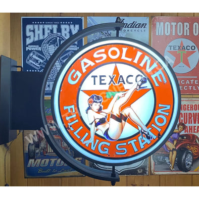 Texaco Pin Up 24’’ Rotating Led Lighted Sign Design #S5010 Pivoting With Switch