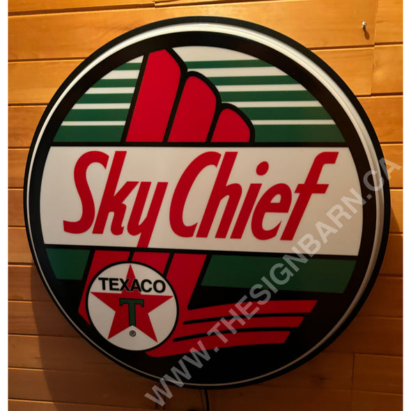 Texaco Sky Chief 30’’ Backlit Led Button Sign Design #Bb7093 Led