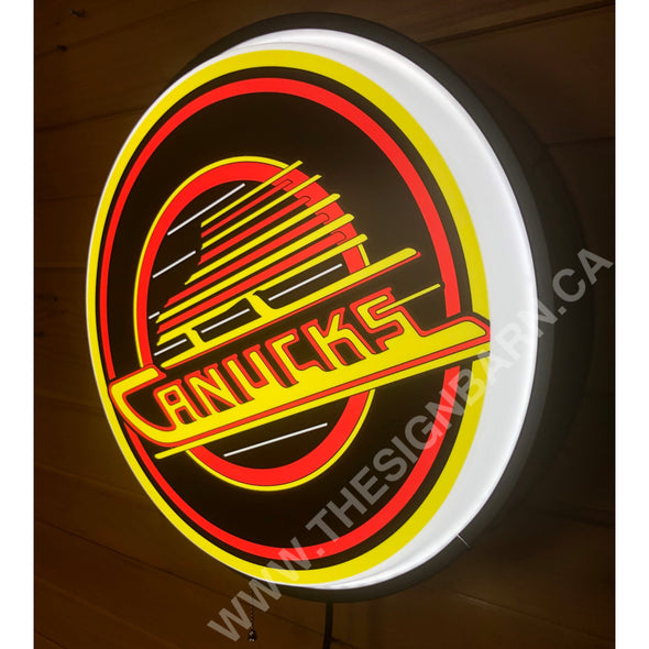 Vancouver Canucks 18’’ Backlit Led Button Sign Design#W6031 18” Led Buttons