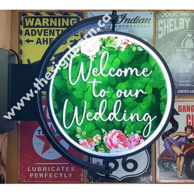 Welcome To Our Wedding Custom Designed 24” Rotating Led Lighted Sign Pivoting With Switch