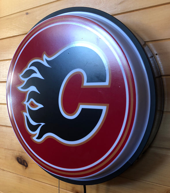 Calgary Flames 18" Backlit LED Button Sign Design #W6006