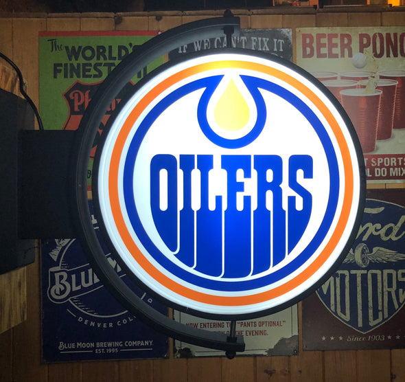 Edmonton Oilers 24" Rotating LED Lighted Sign Design #S5104