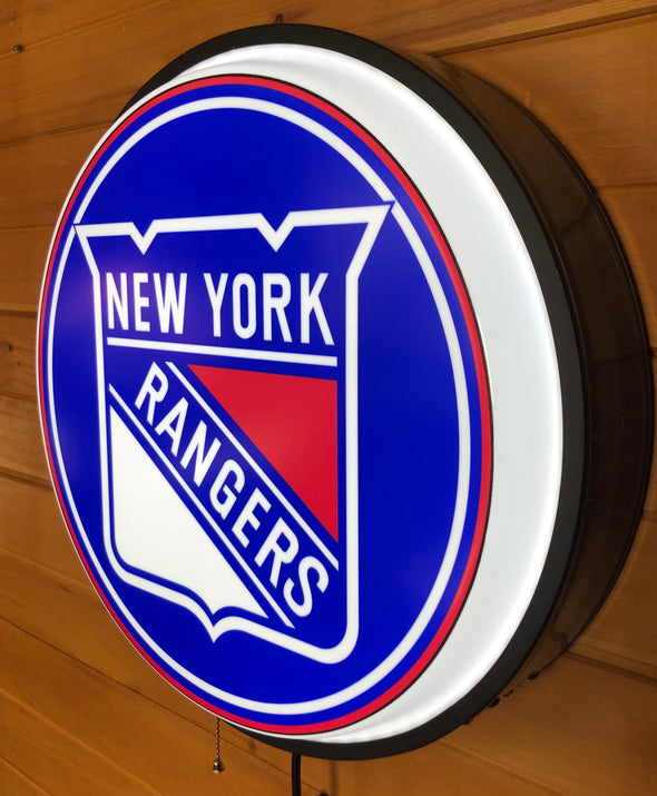 New York Rangers 18" Backlit LED Button Sign Design #W6020