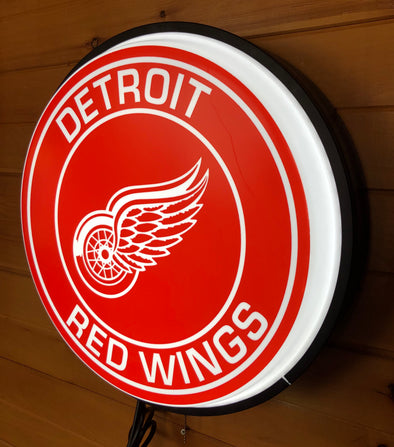 Detroit Redwings 18" Backlit LED Button Sign Design#W6021