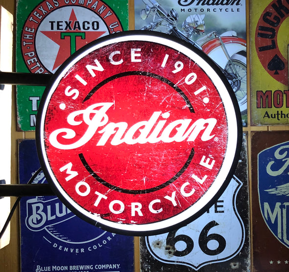 Indian Motorcycle 20" LED Fixed Flange Sign Design #F5006