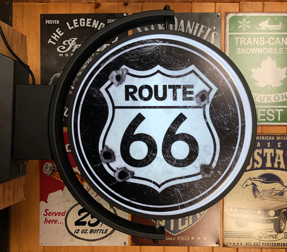 Route 66 24" Rotating LED Lighted Sign Design #S5007