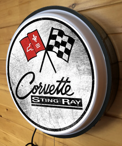 Corvette Sting-Ray 18"Backlit LED Button Sign Design #W5070